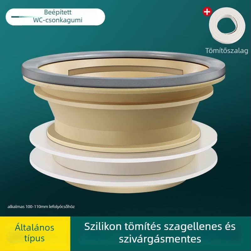 WC fali tömítés, vastagított integrált tömítőgyűrű, szivárgásmentes, ABS + szilikagél anyag, Mubin márka