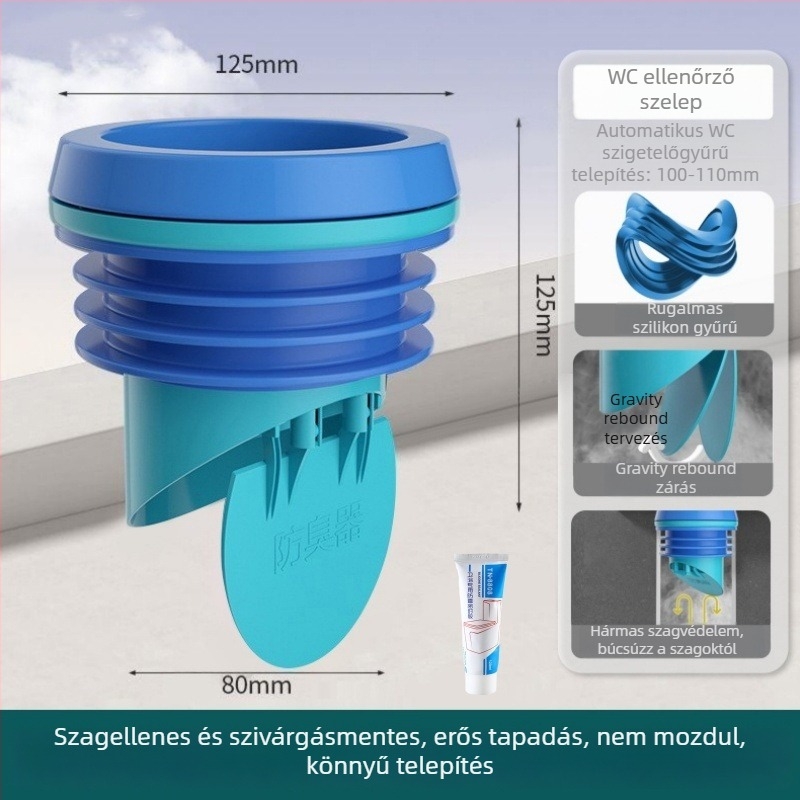 WC fali tömítés, vastagított integrált tömítőgyűrű, szivárgásmentes, ABS + szilikagél anyag, Mubin márka
