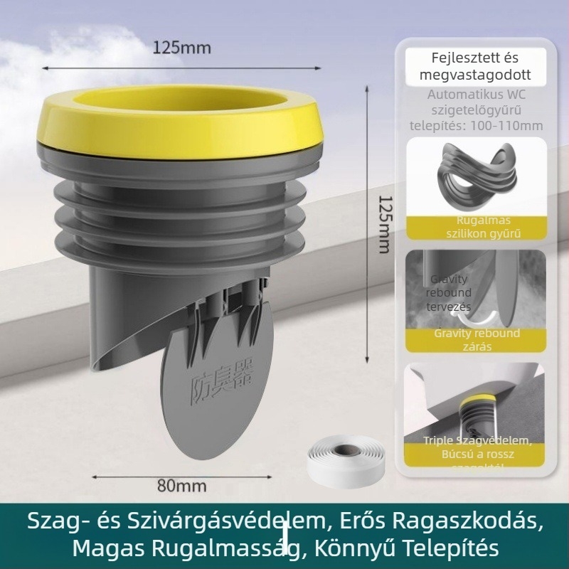 WC fali tömítés, vastagított integrált tömítőgyűrű, szivárgásmentes, ABS + szilikagél anyag, Mubin márka