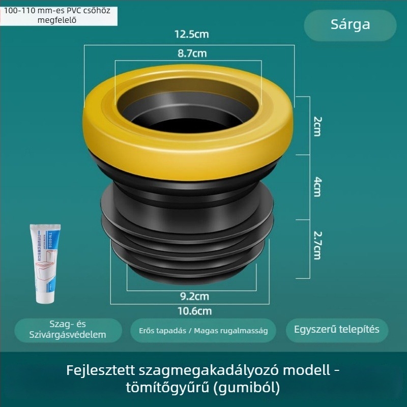 WC fali tömítés, vastagított integrált tömítőgyűrű, szivárgásmentes, ABS + szilikagél anyag, Mubin márka
