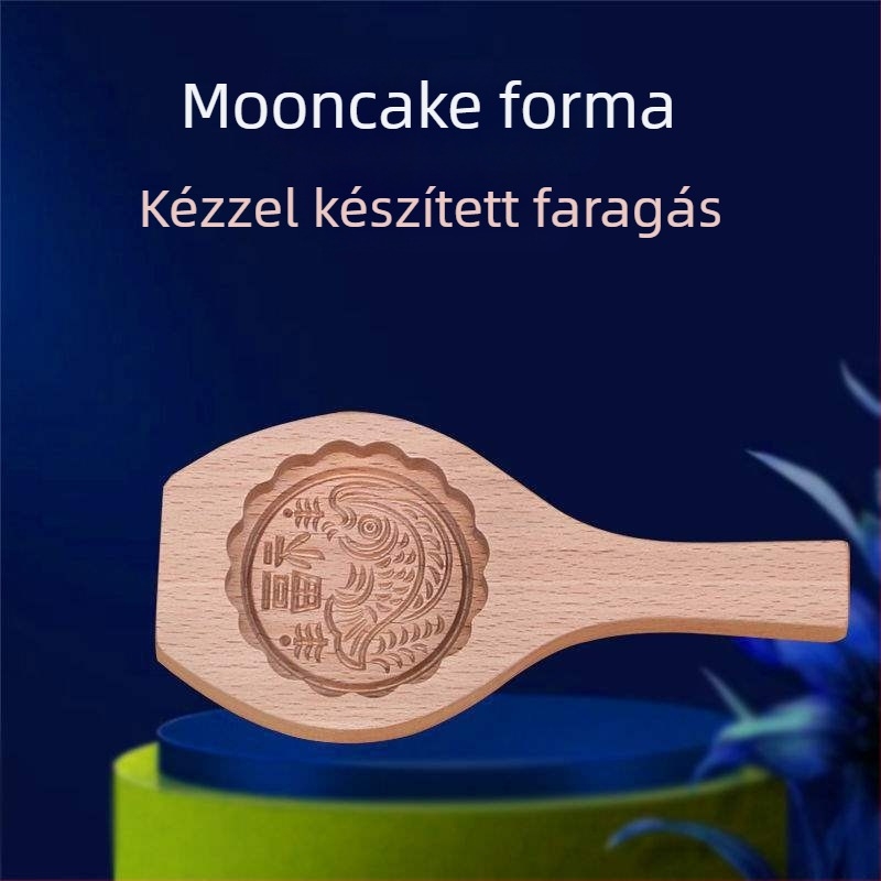 Fából készült mooncake formák készlete otthoni használatra, teljes készlet Fu karakteres nyomtatással, ragadós rizses sütemények készítéséhez