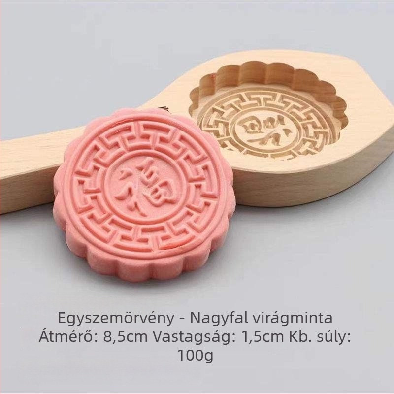 Fából készült mooncake formák készlete otthoni használatra, teljes készlet Fu karakteres nyomtatással, ragadós rizses sütemények készítéséhez