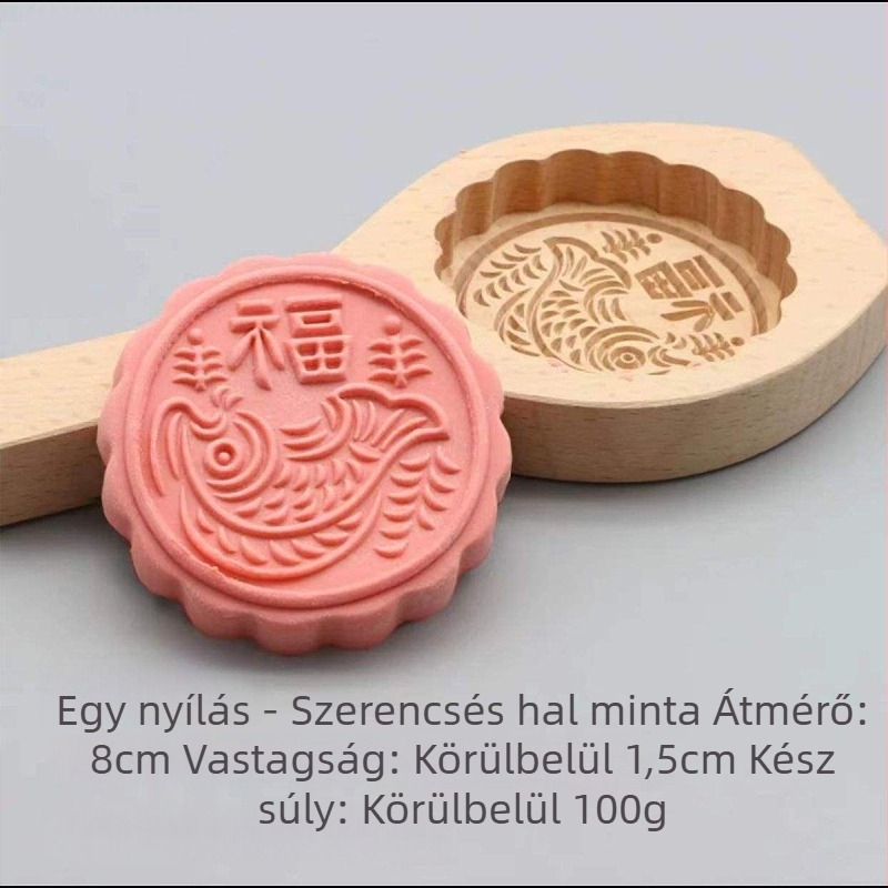 Fából készült mooncake formák készlete otthoni használatra, teljes készlet Fu karakteres nyomtatással, ragadós rizses sütemények készítéséhez