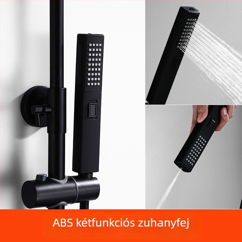 Kézi zuhannyal és tömlővel rendelkező zuhanyfej készlet – Top-Spray eső, rozsdamentes acél, forgó állvány