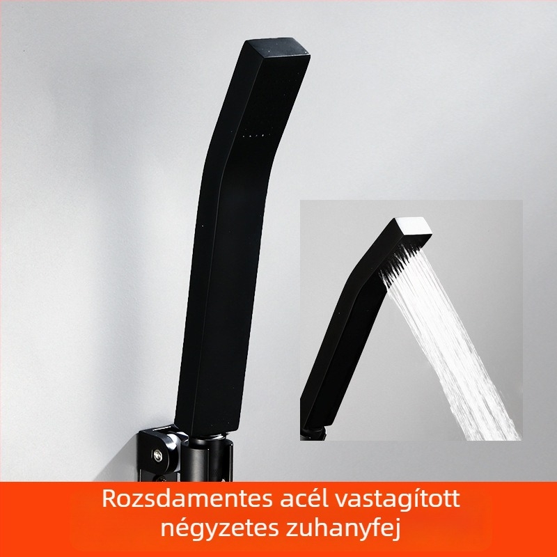 Kézi zuhannyal és tömlővel rendelkező zuhanyfej készlet – Top-Spray eső, rozsdamentes acél, forgó állvány