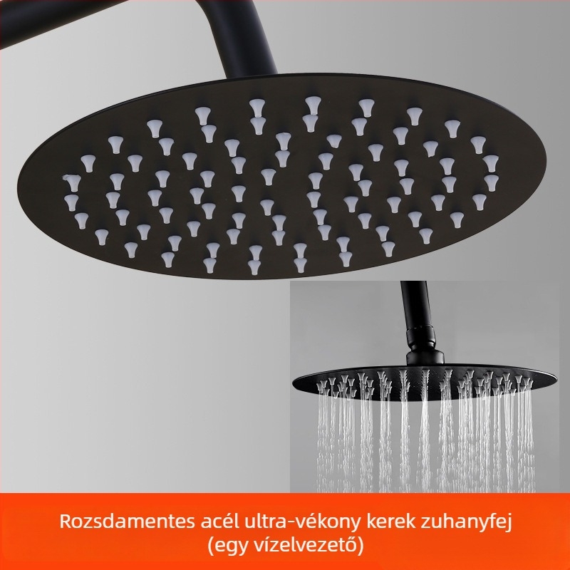 Kézi zuhannyal és tömlővel rendelkező zuhanyfej készlet – Top-Spray eső, rozsdamentes acél, forgó állvány