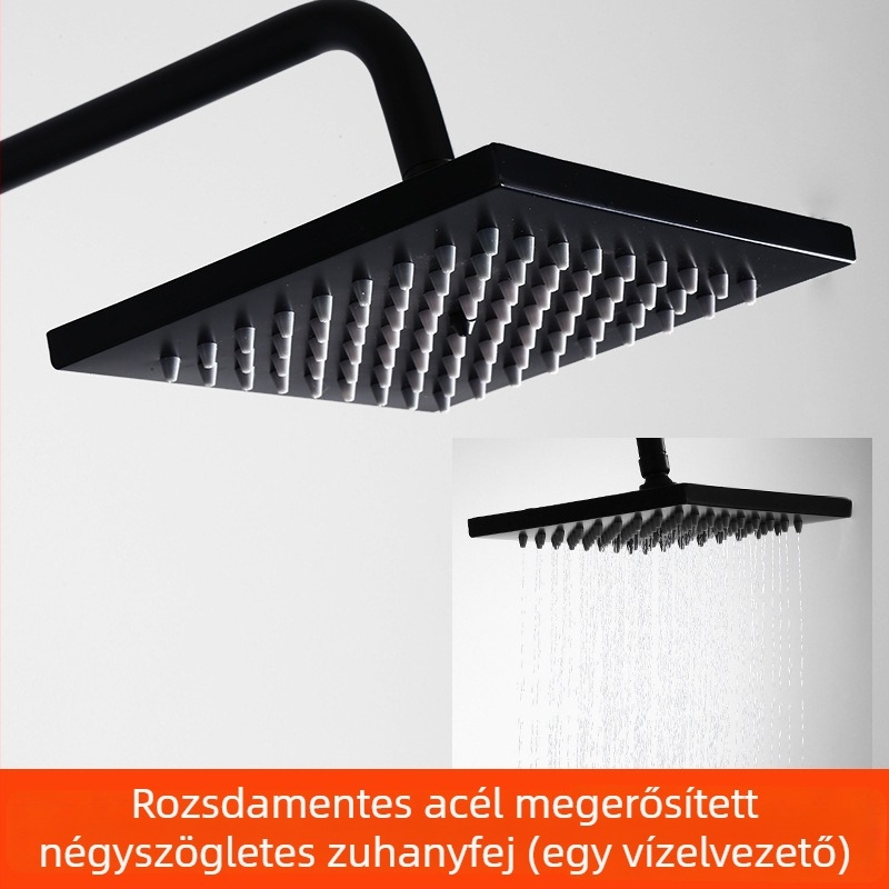 Kézi zuhannyal és tömlővel rendelkező zuhanyfej készlet – Top-Spray eső, rozsdamentes acél, forgó állvány