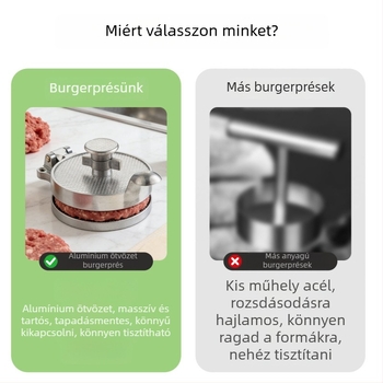 Kézi Hamburger Formázó, Alumiinium Ötvözet, Állítható Vastagság, Konyhai Eszköz