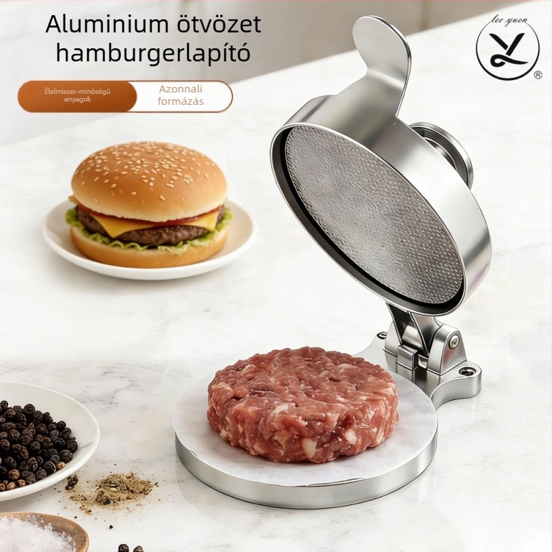 Kézi Hamburger Formázó, Alumiinium Ötvözet, Állítható Vastagság, Konyhai Eszköz