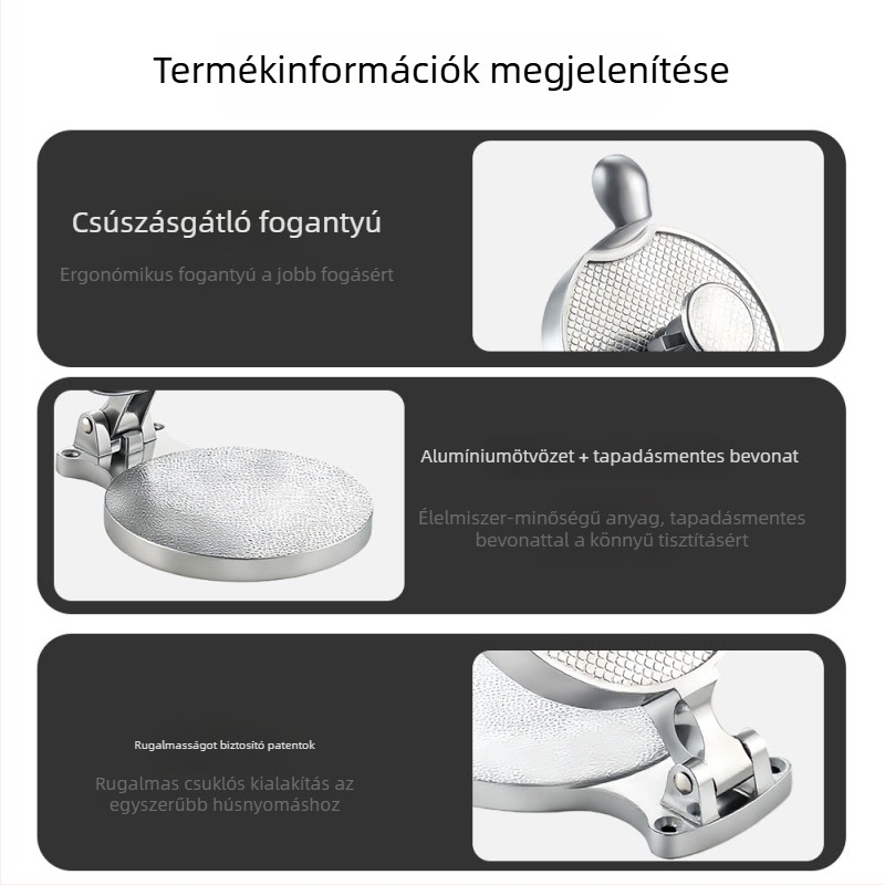 Kézi Hamburger Formázó, Alumiinium Ötvözet, Állítható Vastagság, Konyhai Eszköz