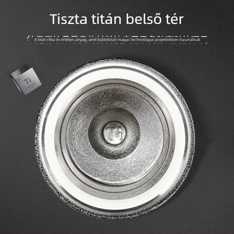 Titánium termosz csésze teavíz elválasztóval és teafiókkal (Belső: Titán; Külső: 304 rozsdamentes acél; Vákuum szigetelés: 6–12 óra; Tea elválasztás)