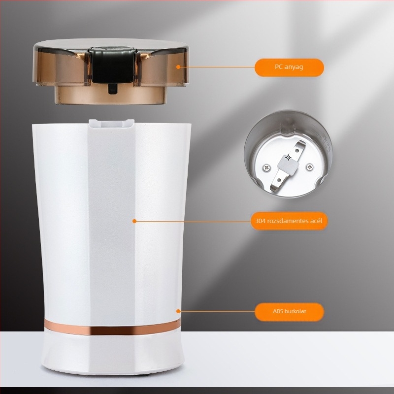 Rozsdamentes acél gabona- és kávédaráló – elektromos mini asztali őrlő, Guoxin, 60W, 10000 RPM, 2 pengével, 110-240V