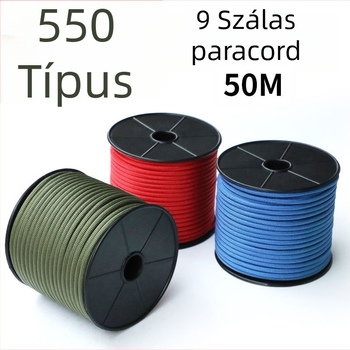 Lechike paracord kötél, 9 szál, 4 mm átmérő, kempingezéshez és túléléshez