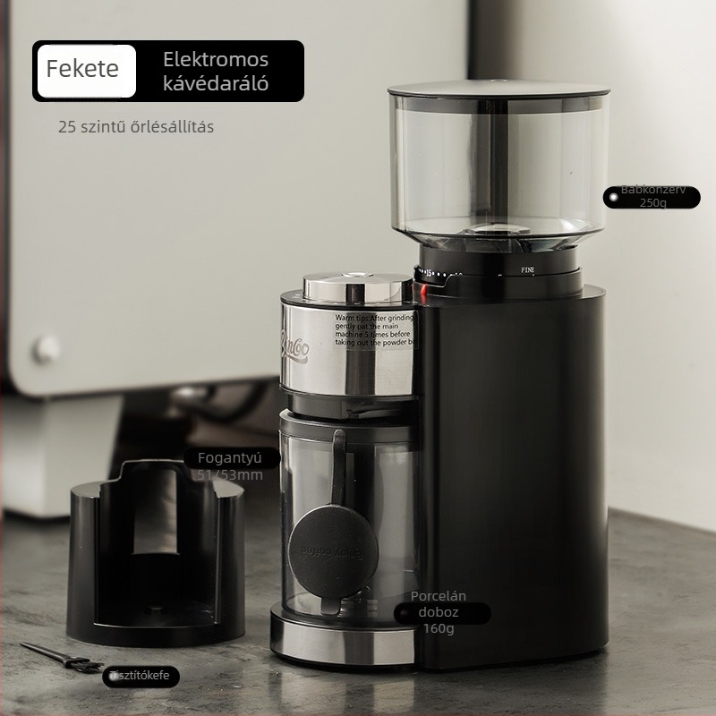 Elektromos kávébab-őrölő, teljesen automata, otthoni használatra, modern stílus