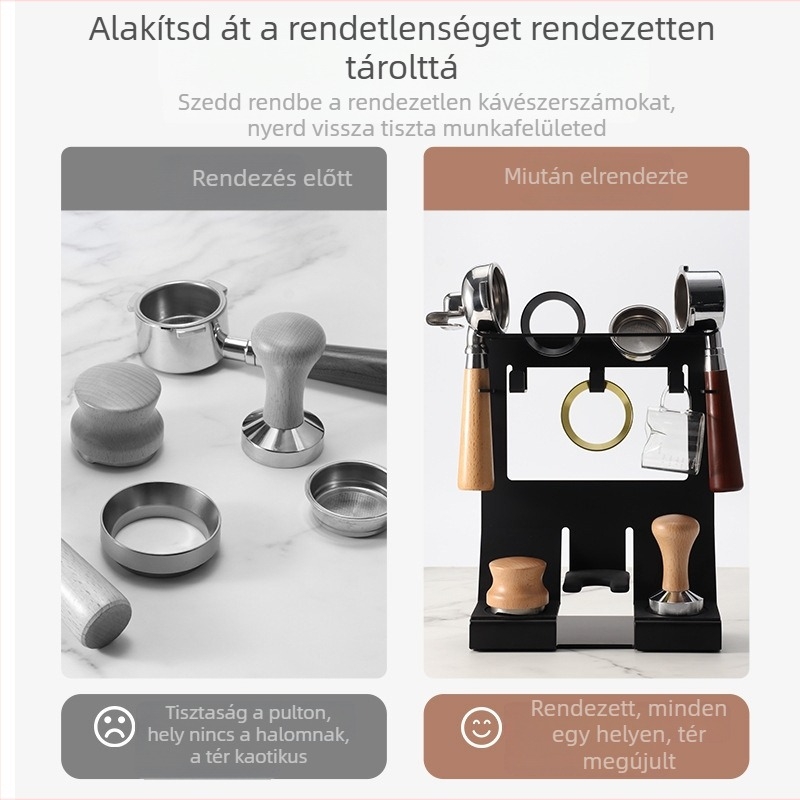 Bar kávéeszköz tároló állvány, fémből, modern minimál stílus, otthonra és kávézóba