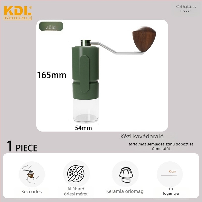 KDL kézi hajtású kávédaráló, modern minimalista kialakítás, 2023 ősz megjelenés, testreszabható.