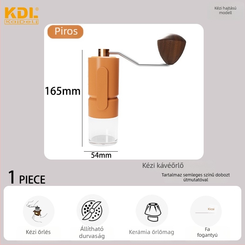 KDL kézi hajtású kávédaráló, modern minimalista kialakítás, 2023 ősz megjelenés, testreszabható.