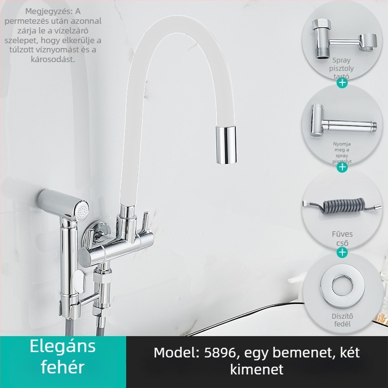 Mosógép vízcsap, egy bemenet, két kimenet, forgatható három-utas szögletes szelep; részben réz test; keramikus korongos szelep; modell 5896; egycsatlakozású kivitel