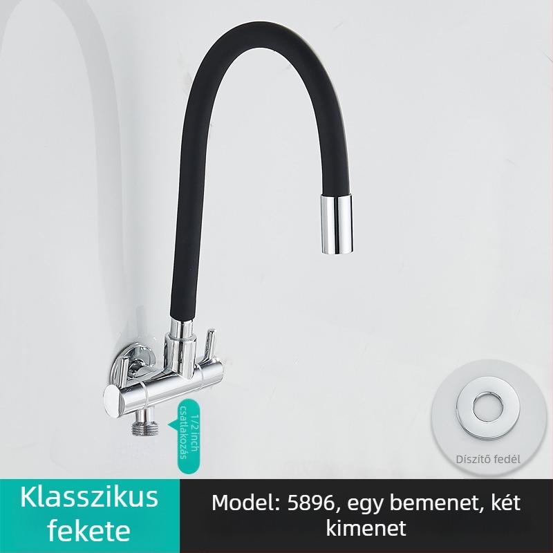 Mosógép vízcsap, egy bemenet, két kimenet, forgatható három-utas szögletes szelep; részben réz test; keramikus korongos szelep; modell 5896; egycsatlakozású kivitel