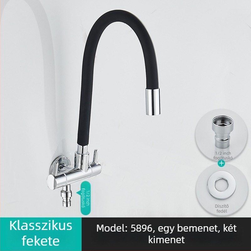 Mosógép vízcsap, egy bemenet, két kimenet, forgatható három-utas szögletes szelep; részben réz test; keramikus korongos szelep; modell 5896; egycsatlakozású kivitel