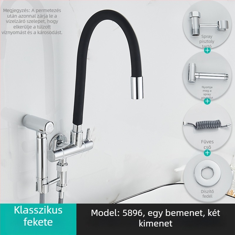 Mosógép vízcsap, egy bemenet, két kimenet, forgatható három-utas szögletes szelep; részben réz test; keramikus korongos szelep; modell 5896; egycsatlakozású kivitel