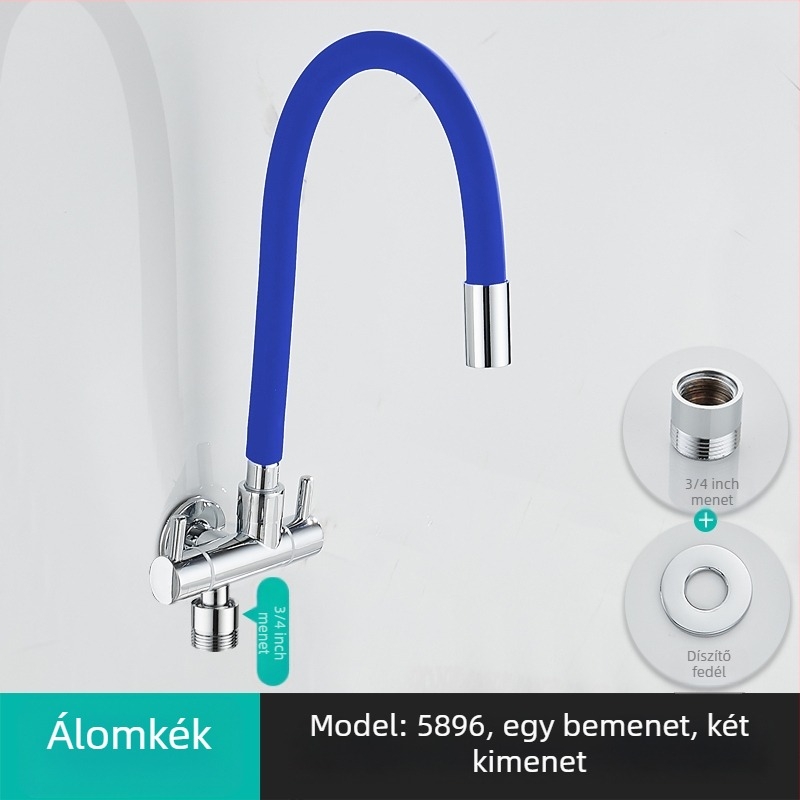 Mosógép vízcsap, egy bemenet, két kimenet, forgatható három-utas szögletes szelep; részben réz test; keramikus korongos szelep; modell 5896; egycsatlakozású kivitel