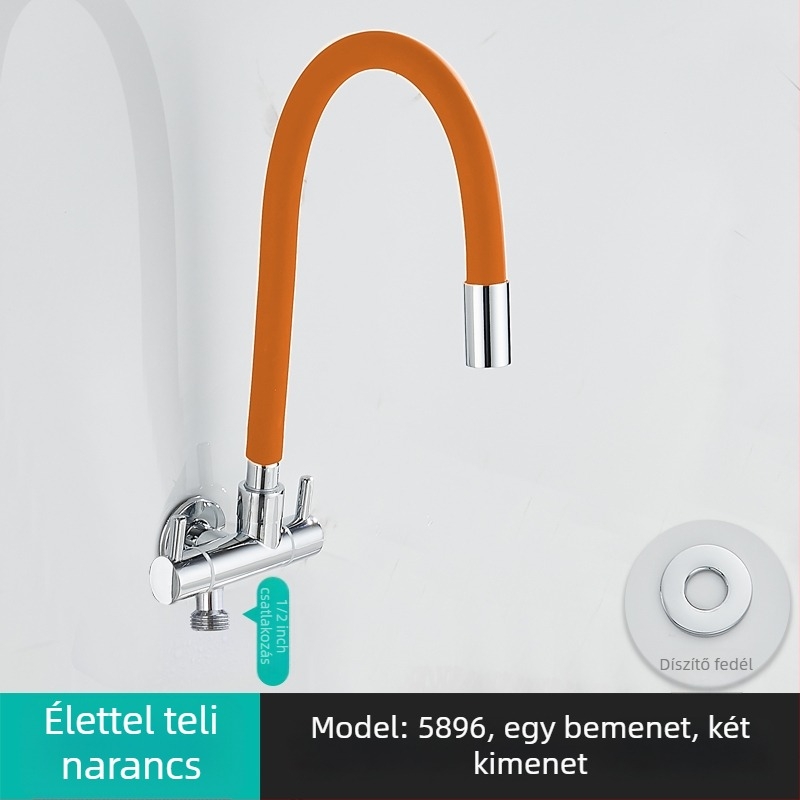 Mosógép vízcsap, egy bemenet, két kimenet, forgatható három-utas szögletes szelep; részben réz test; keramikus korongos szelep; modell 5896; egycsatlakozású kivitel