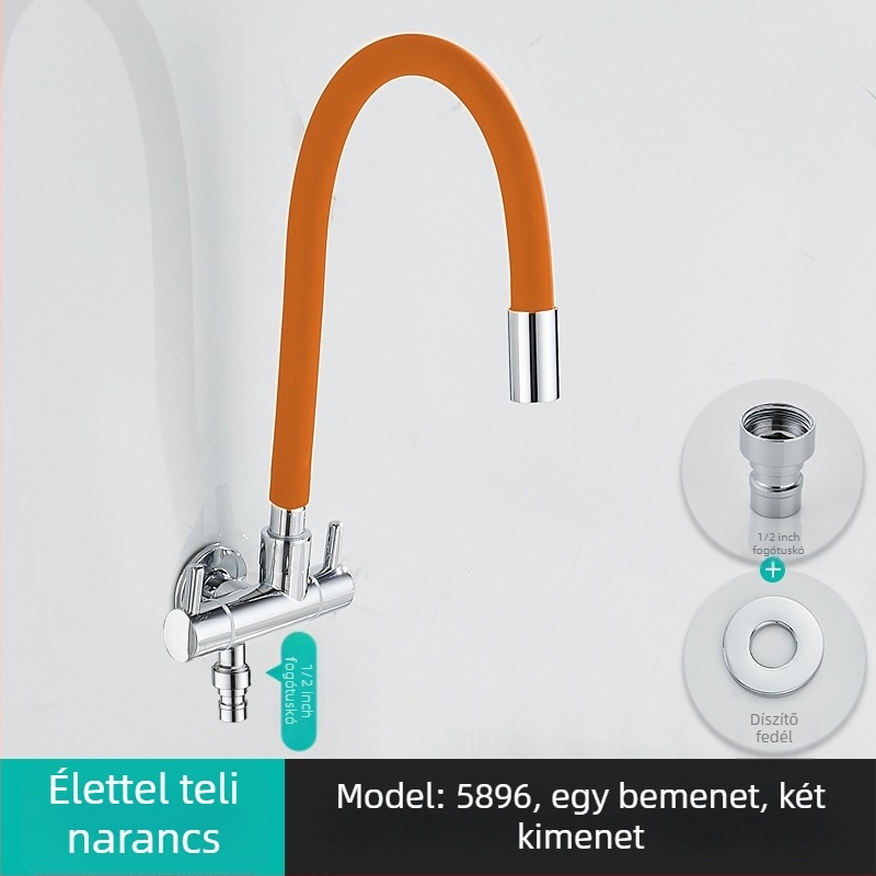 Mosógép vízcsap, egy bemenet, két kimenet, forgatható három-utas szögletes szelep; részben réz test; keramikus korongos szelep; modell 5896; egycsatlakozású kivitel