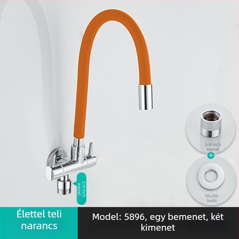Mosógép vízcsap, egy bemenet, két kimenet, forgatható három-utas szögletes szelep; részben réz test; keramikus korongos szelep; modell 5896; egycsatlakozású kivitel