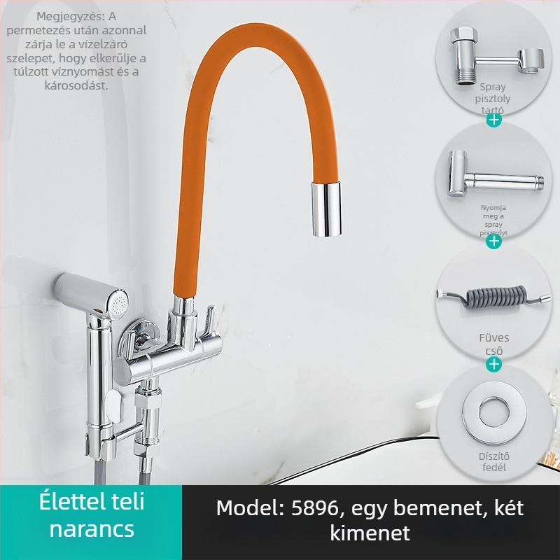 Mosógép vízcsap, egy bemenet, két kimenet, forgatható három-utas szögletes szelep; részben réz test; keramikus korongos szelep; modell 5896; egycsatlakozású kivitel