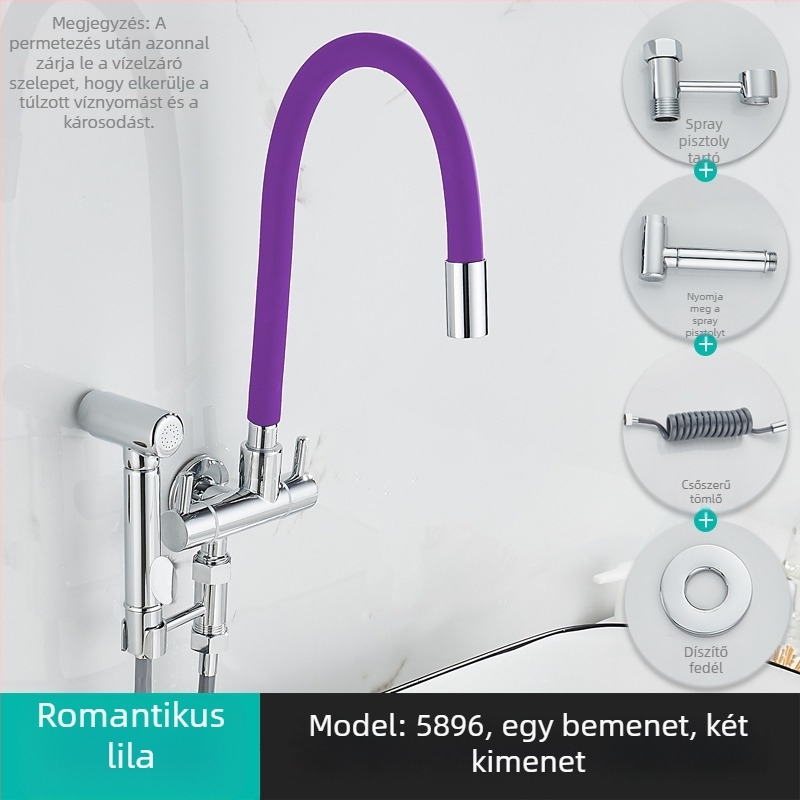 Mosógép vízcsap, egy bemenet, két kimenet, forgatható három-utas szögletes szelep; részben réz test; keramikus korongos szelep; modell 5896; egycsatlakozású kivitel