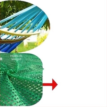 Nylon kötélből készült hálófelületű függőágy, kültéri faágra akasztható, állvány nélkül