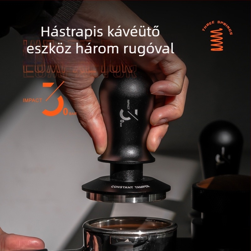 Kézi kávétamper, 304 rozsdamentes acél, 412 g, testreszabható, logó nyomtatva