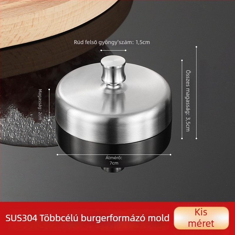 DIY forma 304 rozsdamentes acélból, kerek burger- és rizsgolyó nyomó – Huizao