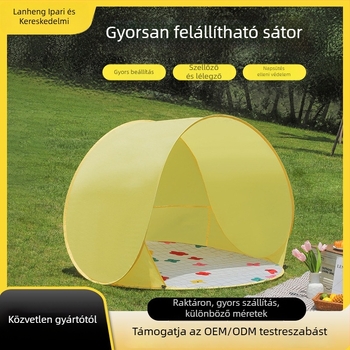 INS-stílusú gyerek gyorsnyílású sátor beltéri és kültéri játékhoz — egyrétegű felépítés, három évszakos használat, 1,5 kg, üvegszálas rudak
