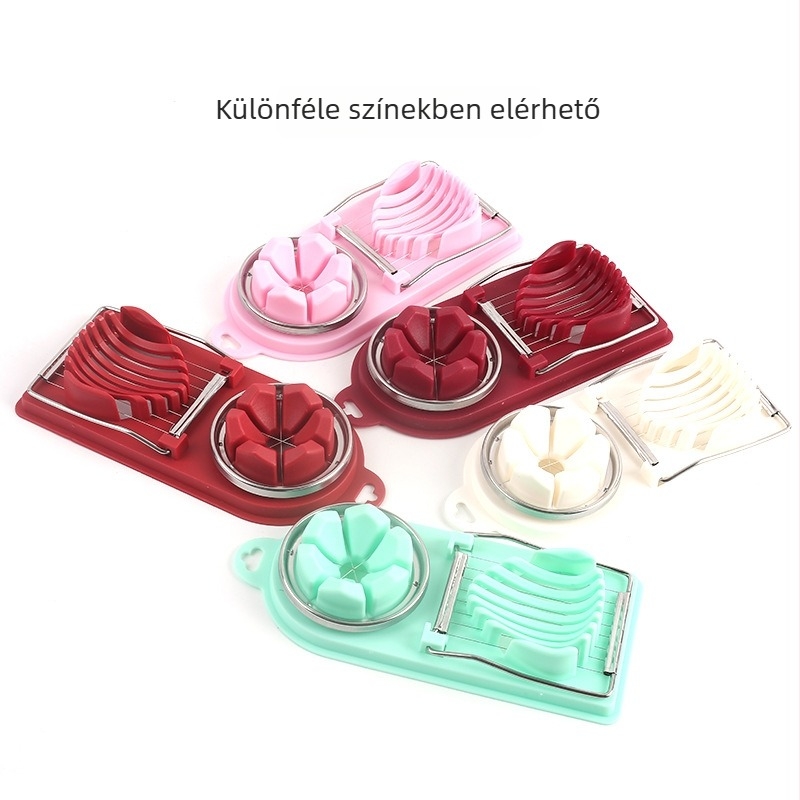 Tojásvágó, japán stílusú, többfunkciós; anyagok: PP, 304 rozsdamentes acél; stílus: modern minimalista; testreszabás: elérhető; nyomtatott logó; privát címke licencelhető.