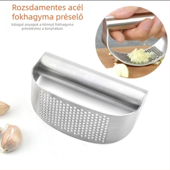 Kézi gyűrű alakú fokhagyma nyomó, rozsdamentes acél 304/403, többfunkciós konyhai eszköz