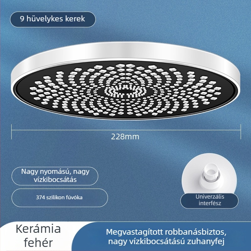 Magasnyomású zuhanyfej készlet otthoni fürdőszobába – mennyezeti esőzuhany, nagy fej