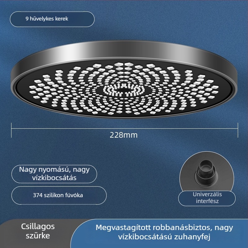 Magasnyomású zuhanyfej készlet otthoni fürdőszobába – mennyezeti esőzuhany, nagy fej