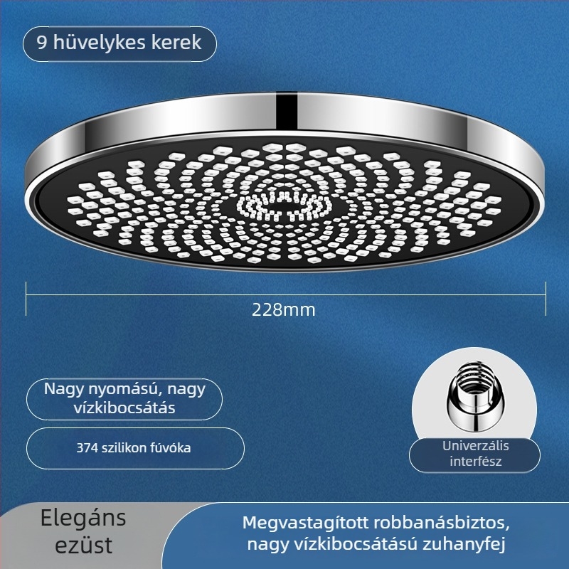 Magasnyomású zuhanyfej készlet otthoni fürdőszobába – mennyezeti esőzuhany, nagy fej