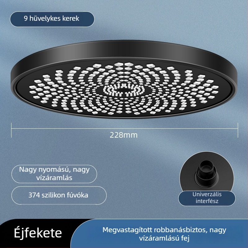 Magasnyomású zuhanyfej készlet otthoni fürdőszobába – mennyezeti esőzuhany, nagy fej