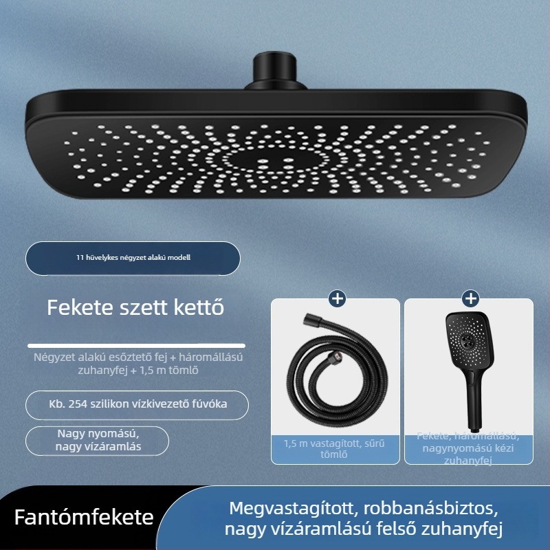Magasnyomású zuhanyfej készlet otthoni fürdőszobába – mennyezeti esőzuhany, nagy fej