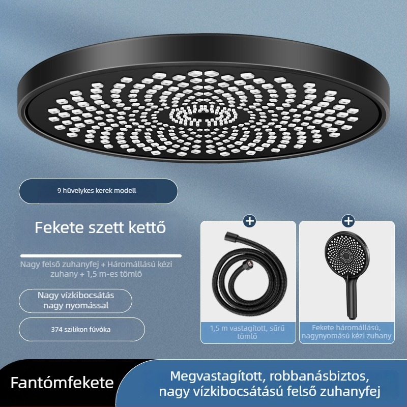Magasnyomású zuhanyfej készlet otthoni fürdőszobába – mennyezeti esőzuhany, nagy fej