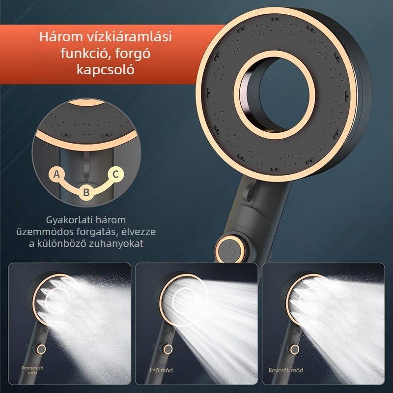 Zuhanyfej készlet - hordozható ABS, eső funkció, kerek fej