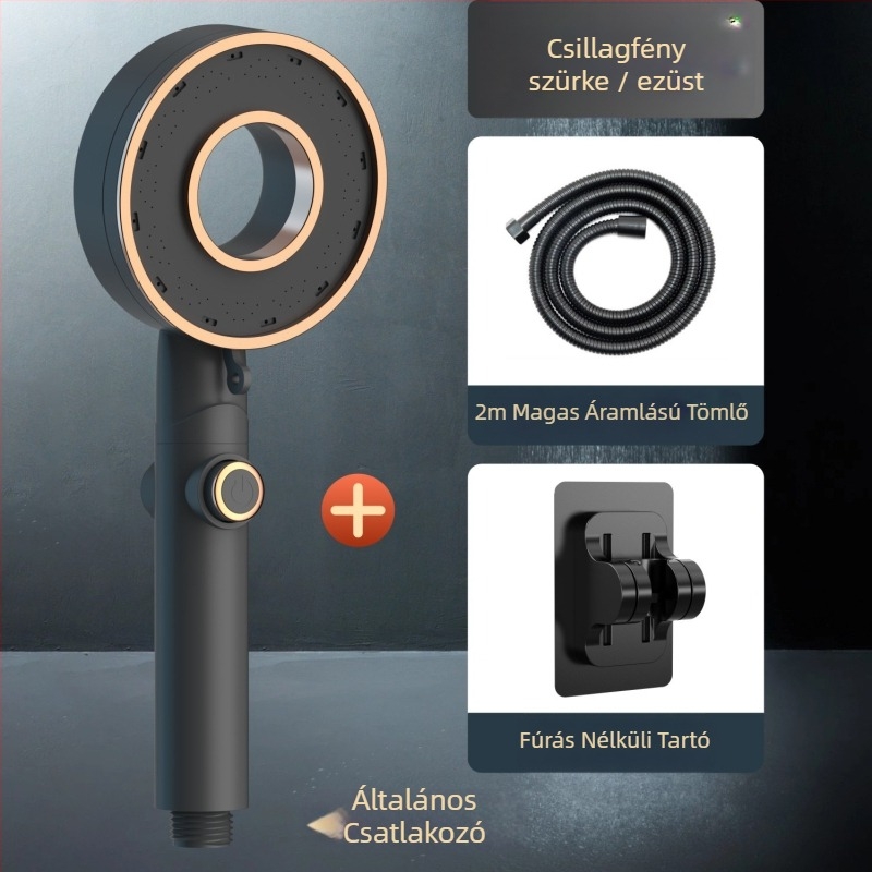 Zuhanyfej készlet - hordozható ABS, eső funkció, kerek fej