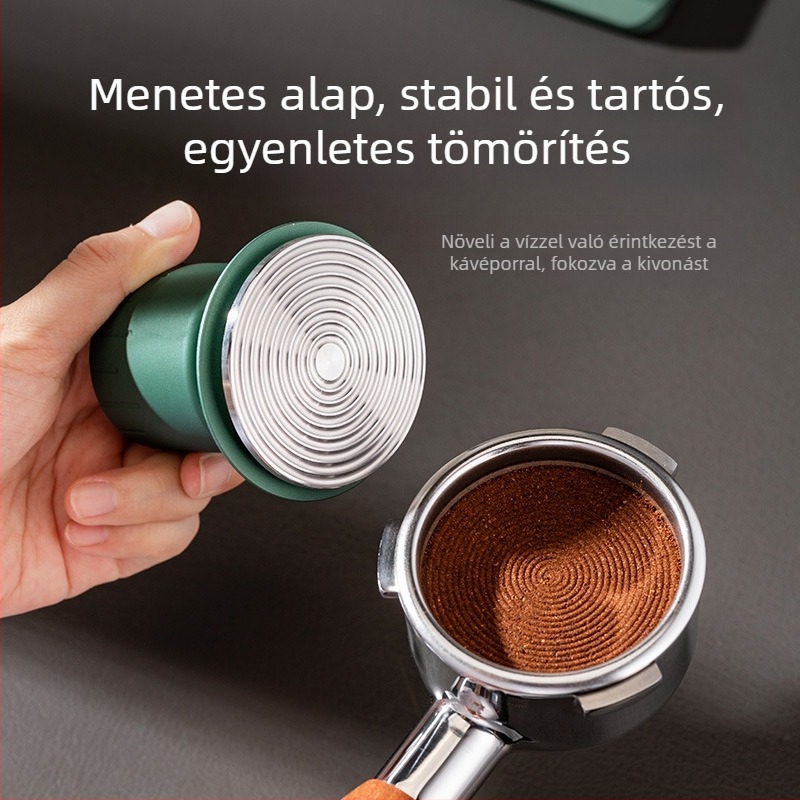 Kávé mini por tampelő kettős rugóval, 30 font nyomás, rozsdamentes acél, tároló alap, modell 515358