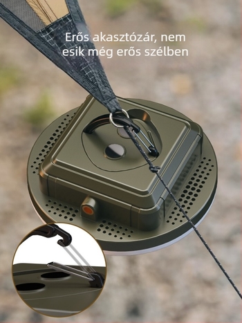 LEM LED kemping lámpa akasztó dizájnnal, újratölthető lítium akkumulátorral, 5V 20W