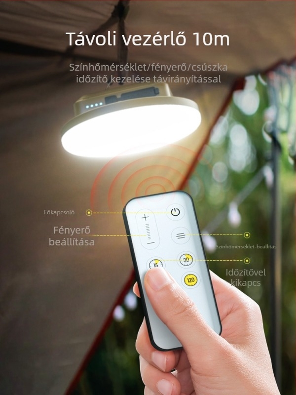 LEM LED kemping lámpa akasztó dizájnnal, újratölthető lítium akkumulátorral, 5V 20W