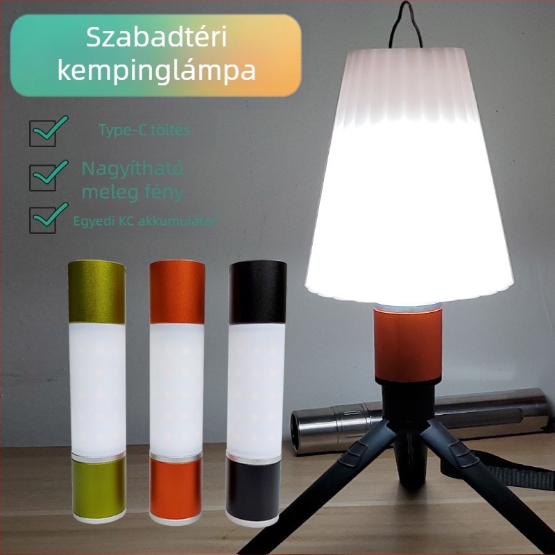 Kempinglámpa teleszkópos zoommal, újratölthető LED, 5V 10W, mágneses talp