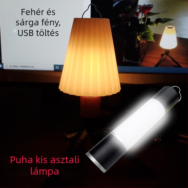 Kempinglámpa teleszkópos zoommal, újratölthető LED, 5V 10W, mágneses talp